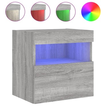 vidaXL Έπιπλα Τοίχου Τηλ. με LED 2 τεμ. Γκρι Sonoma 40x30x40cm