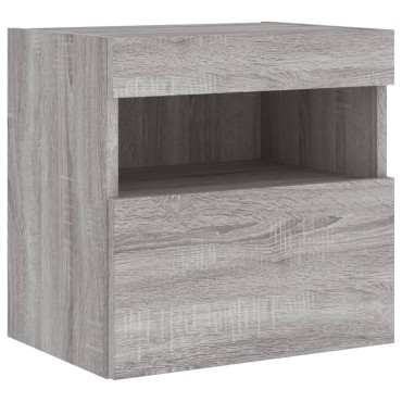 vidaXL Έπιπλα Τοίχου Τηλ. με LED 2 τεμ. Γκρι Sonoma 40x30x40cm
