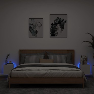vidaXL Έπιπλα Τοίχου Τηλεόρασης με LED 2 τεμ. Λευκά 30,5x35x30cm