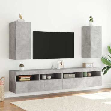 vidaXL Έπιπλο Τηλεόρασης με LED Γκρι Σκυροδέματος 30,5x35x70cm