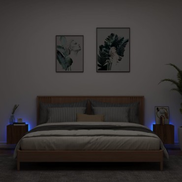 vidaXL Έπιπλα Τοίχου Τηλεόρασης LED 2 τεμ. Καφέ Δρυς 30,5x35x30cm