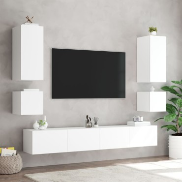 vidaXL Έπιπλο Τοίχου Τηλεόρασης με LED Λευκό 40,5x35x40cm