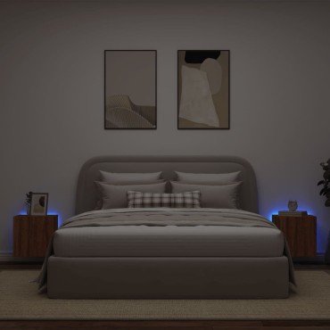 vidaXL Έπιπλα Τοίχου Τηλεόρασης LED 2 τεμ. Καφέ Δρυς 40,5x35x40cm