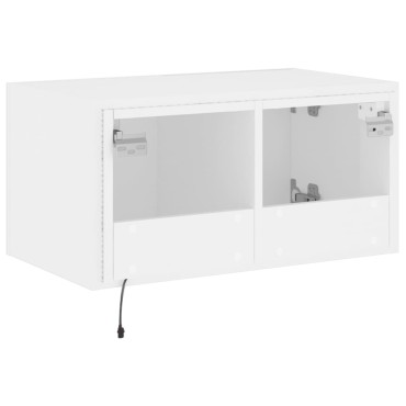vidaXL Έπιπλο Τοίχου Τηλεόρασης με LED Λευκό 60x35x31cm
