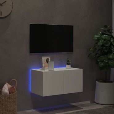 vidaXL Έπιπλο Τοίχου Τηλεόρασης με LED Λευκό 60x35x31cm