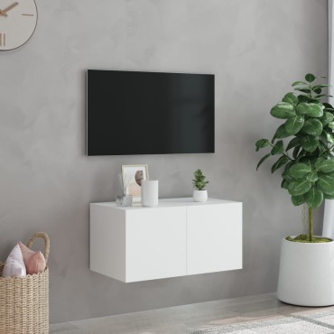 vidaXL Έπιπλο Τοίχου Τηλεόρασης με LED Λευκό 60x35x31cm