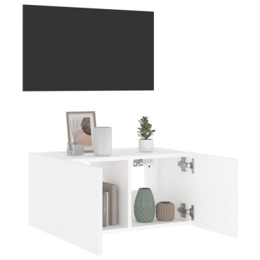 vidaXL Έπιπλο Τοίχου Τηλεόρασης με LED Λευκό 60x35x31cm