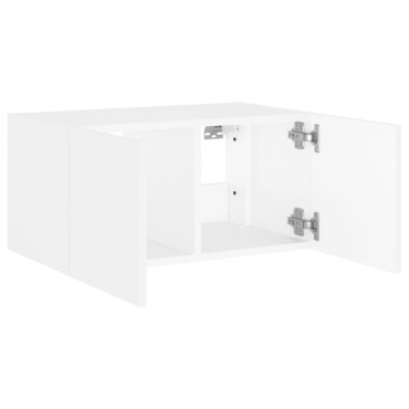 vidaXL Έπιπλο Τοίχου Τηλεόρασης με LED Λευκό 60x35x31cm