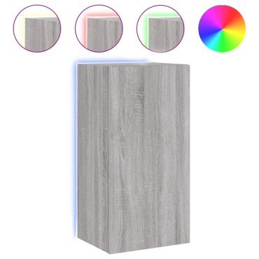 vidaXL Έπιπλο Τοίχου Τηλεόρασης με LED Γκρι Sonoma 40,5x35x80cm