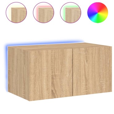 vidaXL Έπιπλο Τοίχου Τηλεόρασης με LED Sonoma Δρυς 60x35x31cm