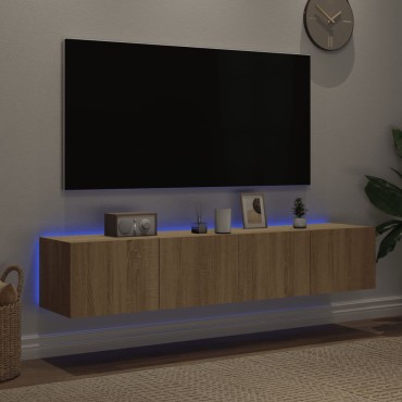 vidaXL Έπιπλα Τοίχου Τηλ. με LED 2 τεμ. Sonoma Δρυς 80x35x31cm