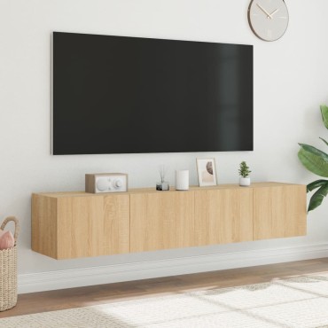 vidaXL Έπιπλα Τοίχου Τηλ. με LED 2 τεμ. Sonoma Δρυς 80x35x31cm