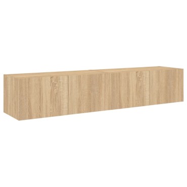 vidaXL Έπιπλα Τοίχου Τηλ. με LED 2 τεμ. Sonoma Δρυς 80x35x31cm