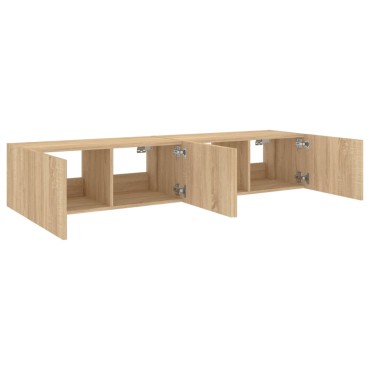vidaXL Έπιπλα Τοίχου Τηλ. με LED 2 τεμ. Sonoma Δρυς 80x35x31cm