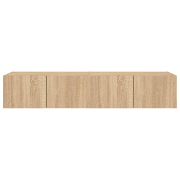 vidaXL Έπιπλα Τοίχου Τηλ. με LED 2 τεμ. Sonoma Δρυς 80x35x31cm
