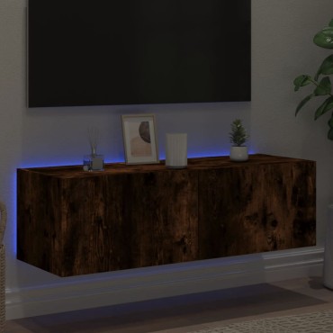 vidaXL Έπιπλο Τοίχου Τηλεόρασης με LED Καπνιστή Δρυς 100x35x31cm