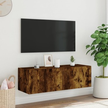 vidaXL Έπιπλο Τοίχου Τηλεόρασης με LED Καπνιστή Δρυς 100x35x31cm