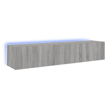 vidaXL Έπιπλα Τοίχου Τηλ. με LED 2 τεμ. Γκρι Sonoma 80x35x31cm