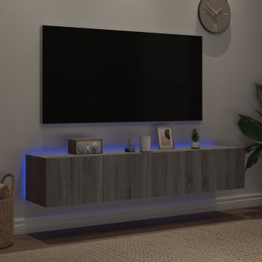 vidaXL Έπιπλα Τοίχου Τηλ. με LED 2 τεμ. Γκρι Sonoma 80x35x31cm