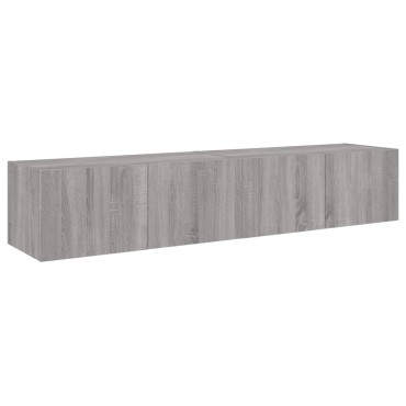 vidaXL Έπιπλα Τοίχου Τηλ. με LED 2 τεμ. Γκρι Sonoma 80x35x31cm