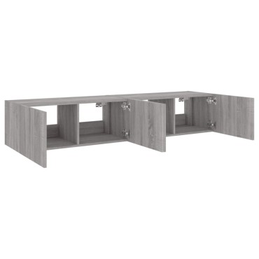 vidaXL Έπιπλα Τοίχου Τηλ. με LED 2 τεμ. Γκρι Sonoma 80x35x31cm