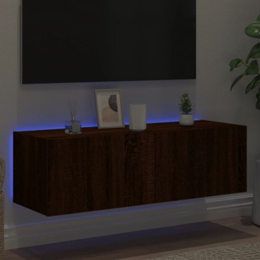 vidaXL Έπιπλο Τοίχου Τηλεόρασης με LED Καφέ Δρυς 100x35x31cm
