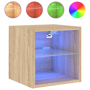 vidaXL Έπιπλο Τοίχου Τηλεόρασης με LED Sonoma Δρυς 30x28,5x30cm