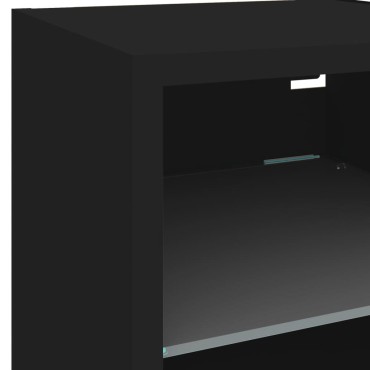 vidaXL Έπιπλο Τοίχου Τηλεόρασης με LED Μαύρο 30x28,5x30cm