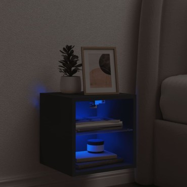 vidaXL Έπιπλο Τοίχου Τηλεόρασης με LED Μαύρο 30x28,5x30cm