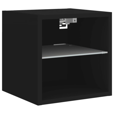 vidaXL Έπιπλο Τοίχου Τηλεόρασης με LED Μαύρο 30x28,5x30cm