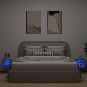 vidaXL Έπιπλα Τηλεόρασης με LED 2 τεμ. Γκρι Σκυροδέματος 30x28,5x30cm