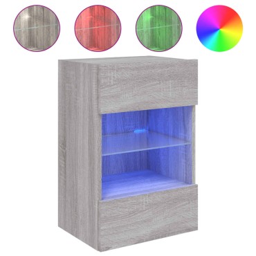 vidaXL Έπιπλο Τοίχου Τηλεόρασης με LED Γκρι Sonoma 40x30x60,5cm