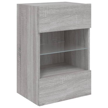 vidaXL Έπιπλο Τοίχου Τηλεόρασης με LED Γκρι Sonoma 40x30x60,5cm