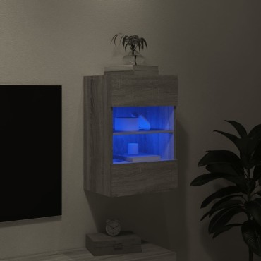 vidaXL Έπιπλο Τοίχου Τηλεόρασης με LED Γκρι Sonoma 40x30x60,5cm