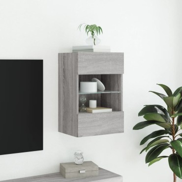 vidaXL Έπιπλο Τοίχου Τηλεόρασης με LED Γκρι Sonoma 40x30x60,5cm