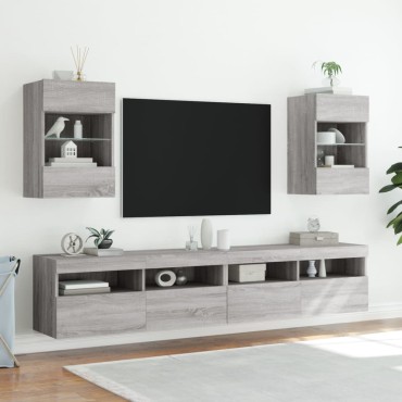 vidaXL Έπιπλο Τοίχου Τηλεόρασης με LED Γκρι Sonoma 40x30x60,5cm