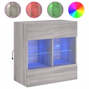 vidaXL Έπιπλο Τοίχου Τηλεόρασης με LED Γκρι Sonoma 58,5x30x60,5cm