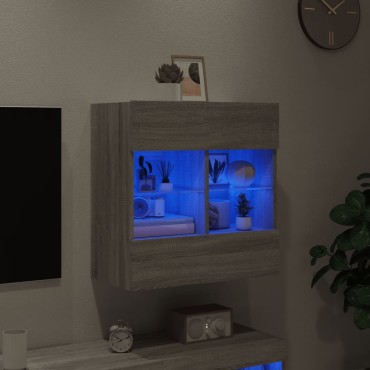 vidaXL Έπιπλο Τοίχου Τηλεόρασης με LED Γκρι Sonoma 58,5x30x60,5cm