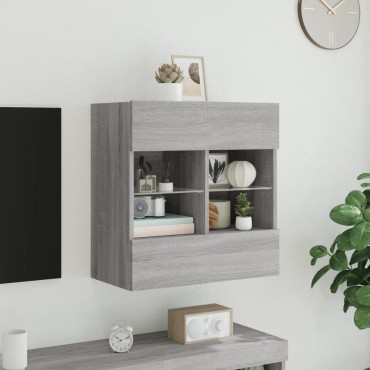 vidaXL Έπιπλο Τοίχου Τηλεόρασης με LED Γκρι Sonoma 58,5x30x60,5cm
