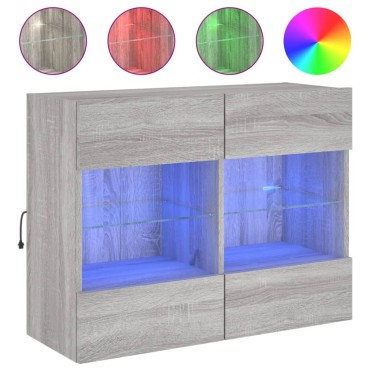 vidaXL Έπιπλο Τοίχου Τηλεόρασης με LED Γκρι Sonoma 78,5x30x60,5cm