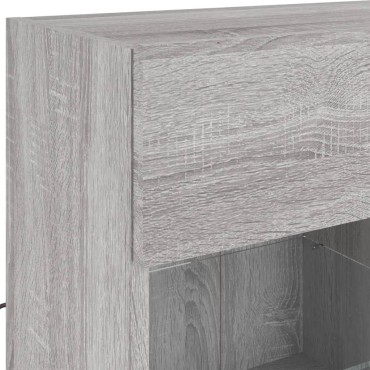 vidaXL Έπιπλο Τοίχου Τηλεόρασης με LED Γκρι Sonoma 78,5x30x60,5cm