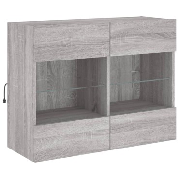 vidaXL Έπιπλο Τοίχου Τηλεόρασης με LED Γκρι Sonoma 78,5x30x60,5cm