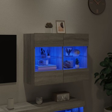 vidaXL Έπιπλο Τοίχου Τηλεόρασης με LED Γκρι Sonoma 78,5x30x60,5cm