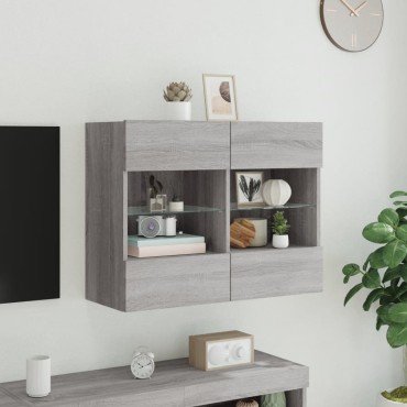 vidaXL Έπιπλο Τοίχου Τηλεόρασης με LED Γκρι Sonoma 78,5x30x60,5cm