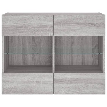 vidaXL Έπιπλο Τοίχου Τηλεόρασης με LED Γκρι Sonoma 78,5x30x60,5cm