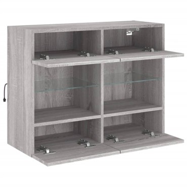 vidaXL Έπιπλο Τοίχου Τηλεόρασης με LED Γκρι Sonoma 78,5x30x60,5cm