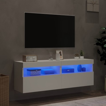 vidaXL Έπιπλα Τοίχου Τηλεόρασης με LED 2 τεμ. Λευκά 60x30x40cm
