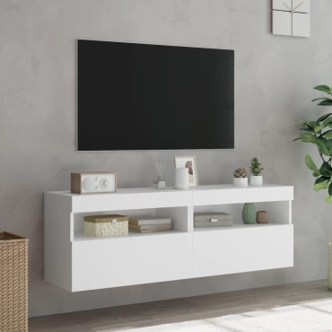 vidaXL Έπιπλα Τοίχου Τηλεόρασης με LED 2 τεμ. Λευκά 60x30x40cm