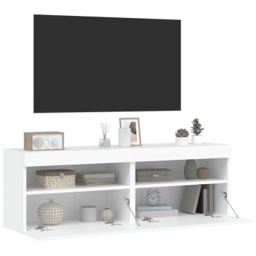 vidaXL Έπιπλα Τοίχου Τηλεόρασης με LED 2 τεμ. Λευκά 60x30x40cm