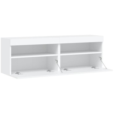 vidaXL Έπιπλα Τοίχου Τηλεόρασης με LED 2 τεμ. Λευκά 60x30x40cm